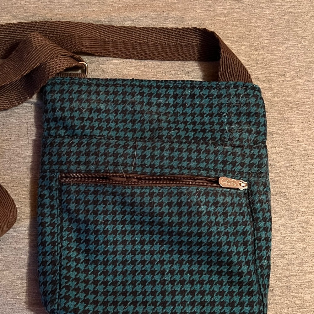 Thirty One Teal Crossbody Bag Shoulder Bag Houndstooth Retired Organizer Purse